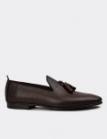 Men's Brown Leather Loafers with Tassels