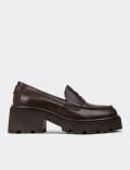 Men's Brown Leather Platform Moccasins