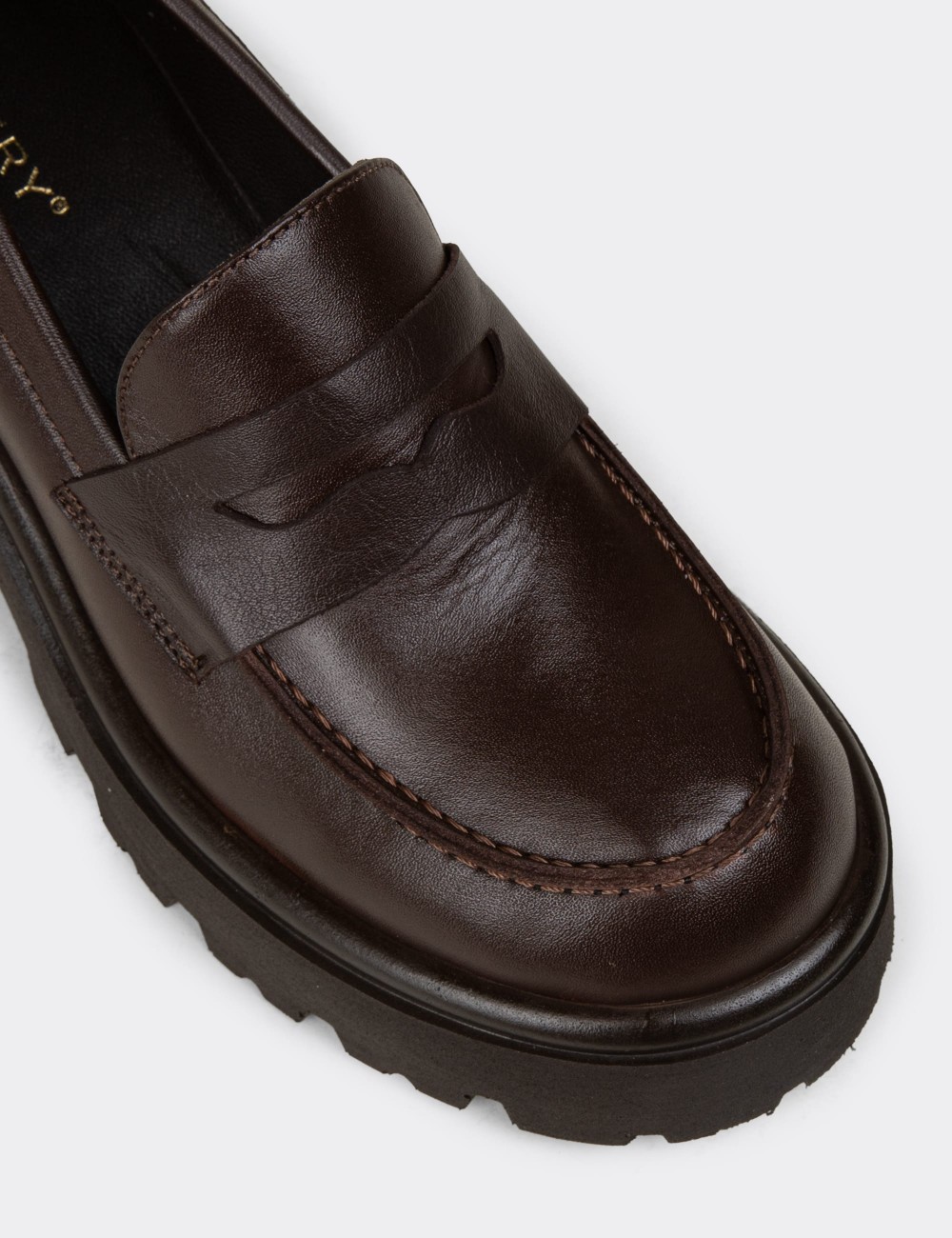 Men's Brown Leather Platform Moccasins - 82413ZKHVC01