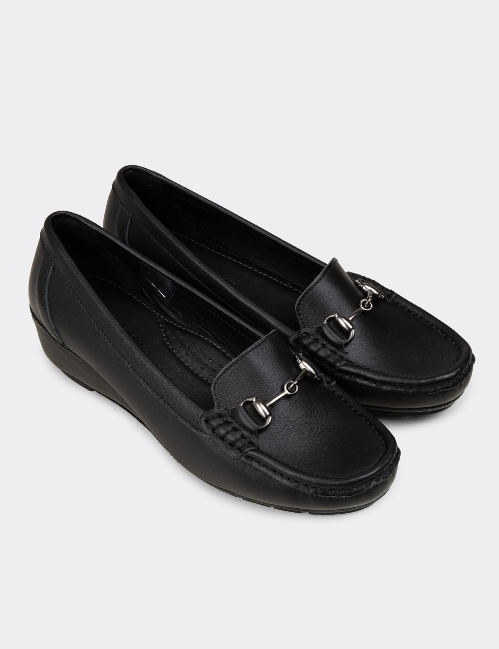 Women's Black Leather Footwear - DL747ZSYHC03