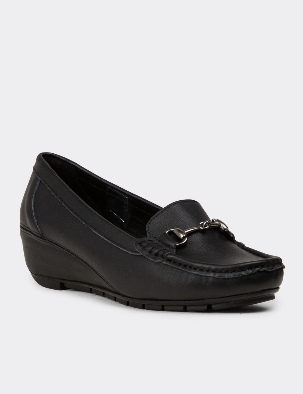 Women's Black Leather Footwear - DL747ZSYHC03