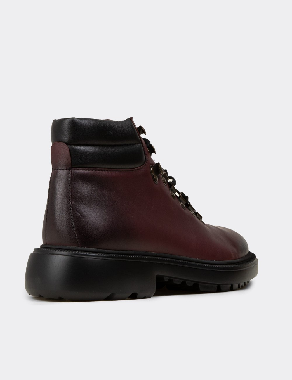 Men's Burgundy Leather Boots - 01923MBRDE01