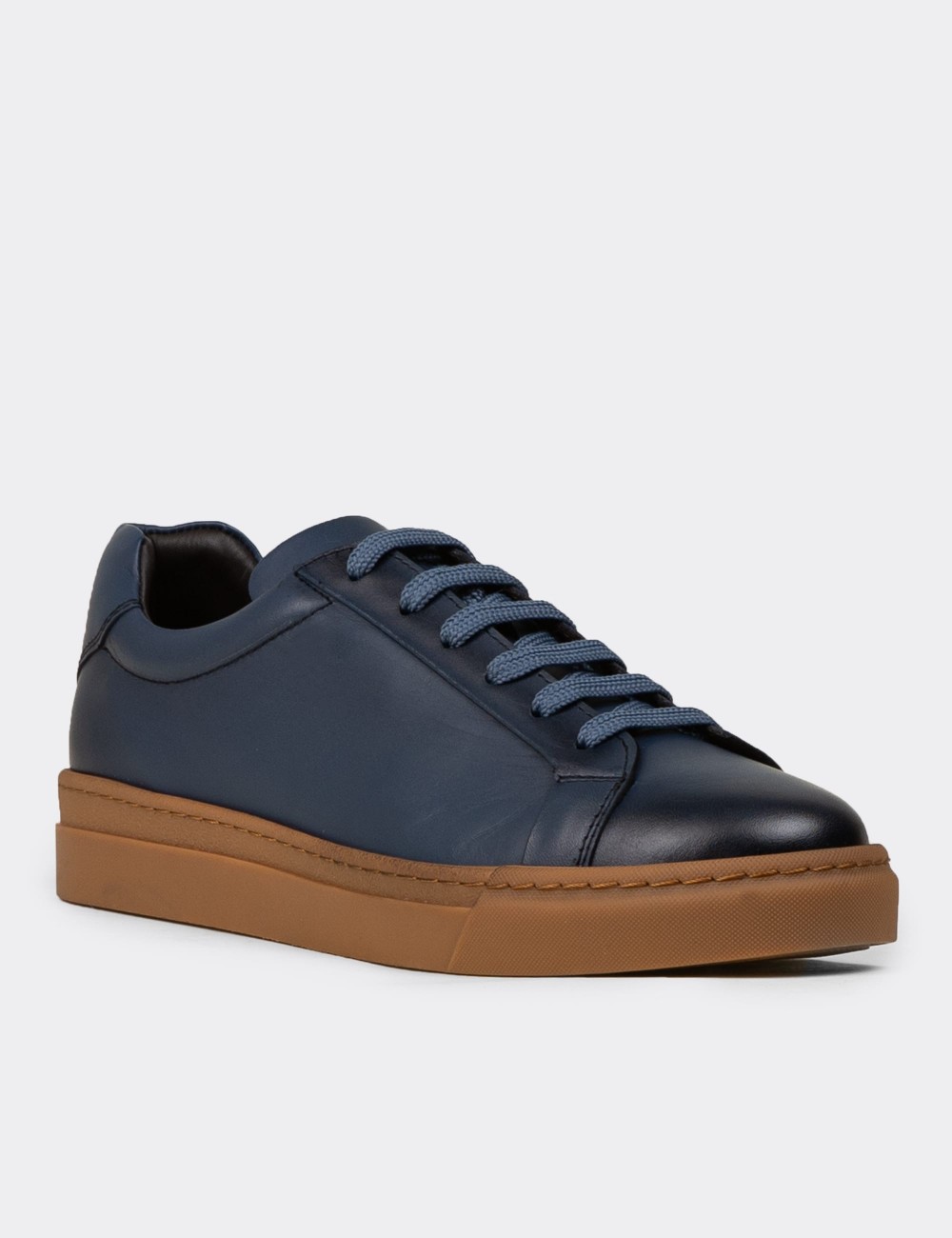 Men's Blue Leather Sneakers - 02018MMVIC01