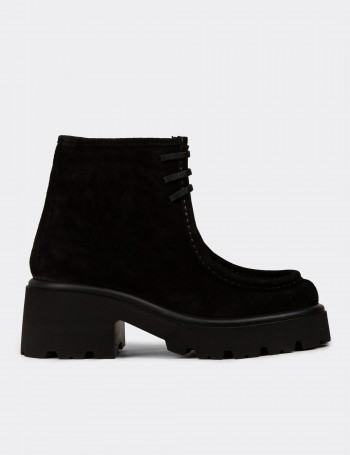Women's Black Suede Leather Boots