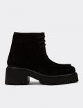 Women's Black Suede Leather Boots