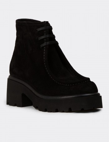 Women's Black Suede Leather Boots