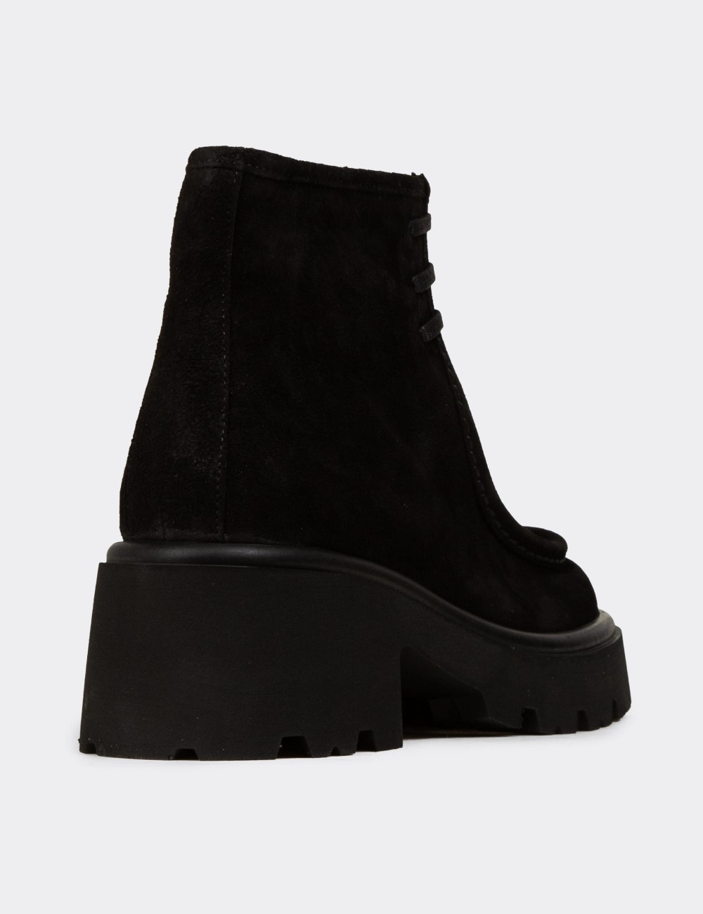 Women's Black Suede Leather Boots - 22313ZSYHC01