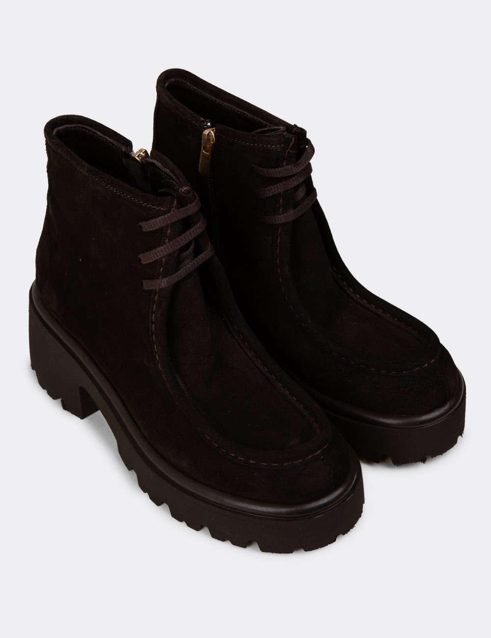 Men's Brown Suede Leather Boot - 22313ZKHVC01