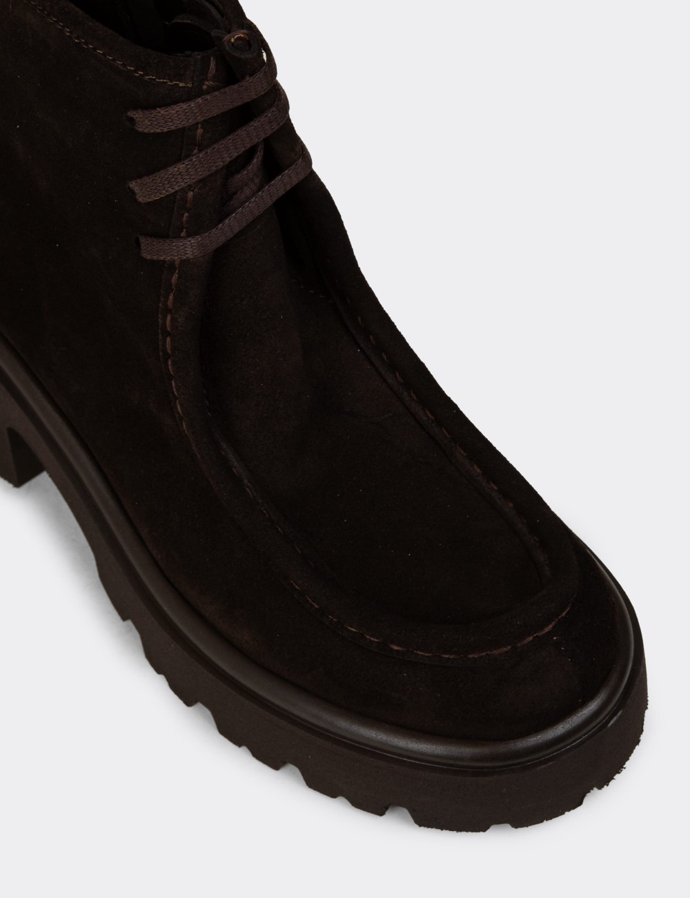 Men's Brown Suede Leather Boot - 22313ZKHVC01