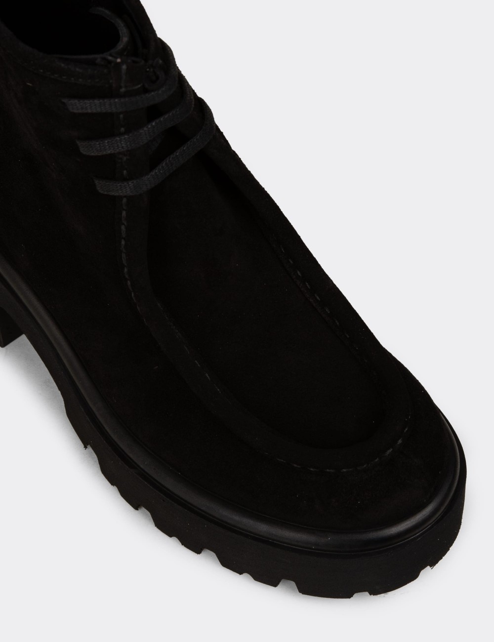 Women's Black Suede Leather Boots - 22313ZSYHC01