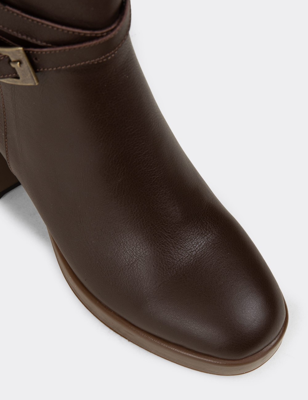 Women's Brown Leather Boots - A3444ZKHVC01