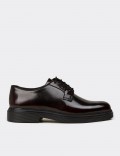 Men's Burgundy Leather Lace-up Footwear