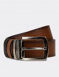 Leather Tan and Black Double Sided Men's Belt