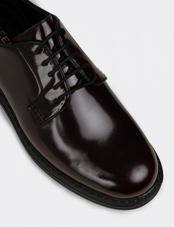Men's Burgundy Leather Lace-up Footwear