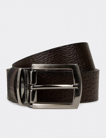 Leather Brown and Black Double Sided Men's Belt