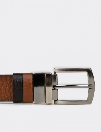Leather Tan and Black Double Sided Men's Belt