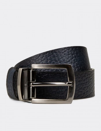 Leather Navy and Black Double Sided Men's Belt