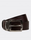 Leather Burgundy and Black Double Sided Men's Belt