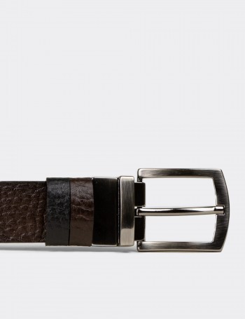 Leather Brown and Black Double Sided Men's Belt