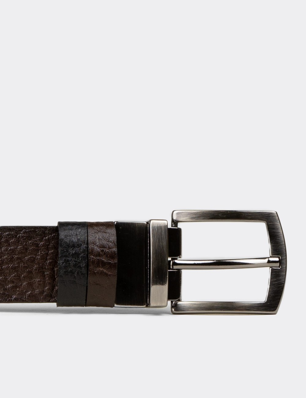 Leather Brown and Black Double Sided Men's Belt - TB006MKHVW01