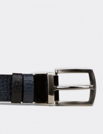 Leather Navy and Black Double Sided Men's Belt