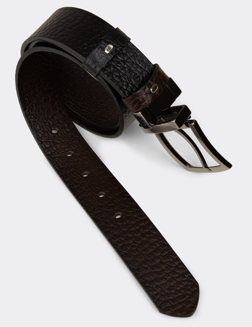 Leather Brown and Black Double Sided Men's Belt - TB006MKHVW01