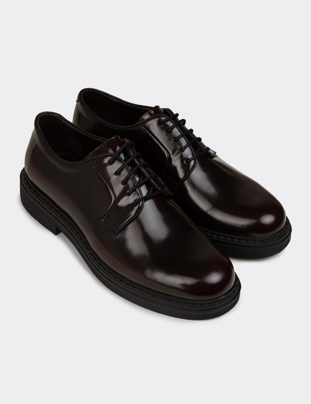 Men's Burgundy Leather Lace-up Footwear - 02011MBRDC01
