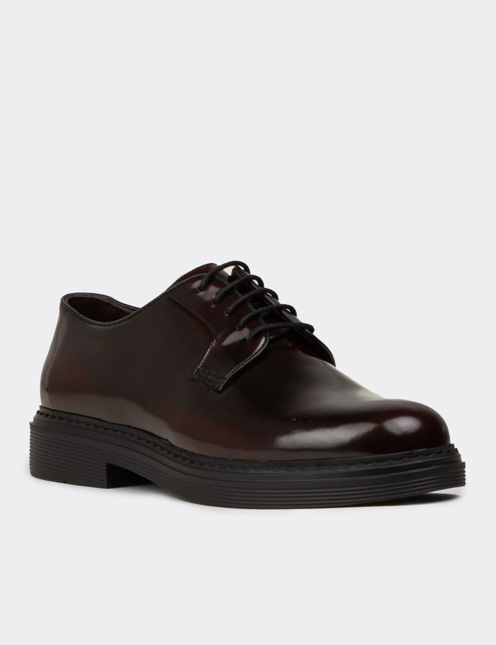 Men's Burgundy Leather Lace-up Footwear - 02011MBRDC01