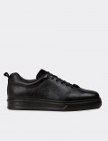 Men's Black Leather Sneakers