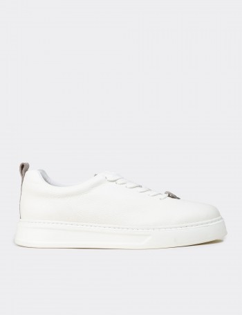 Men's White Leather Sneakers
