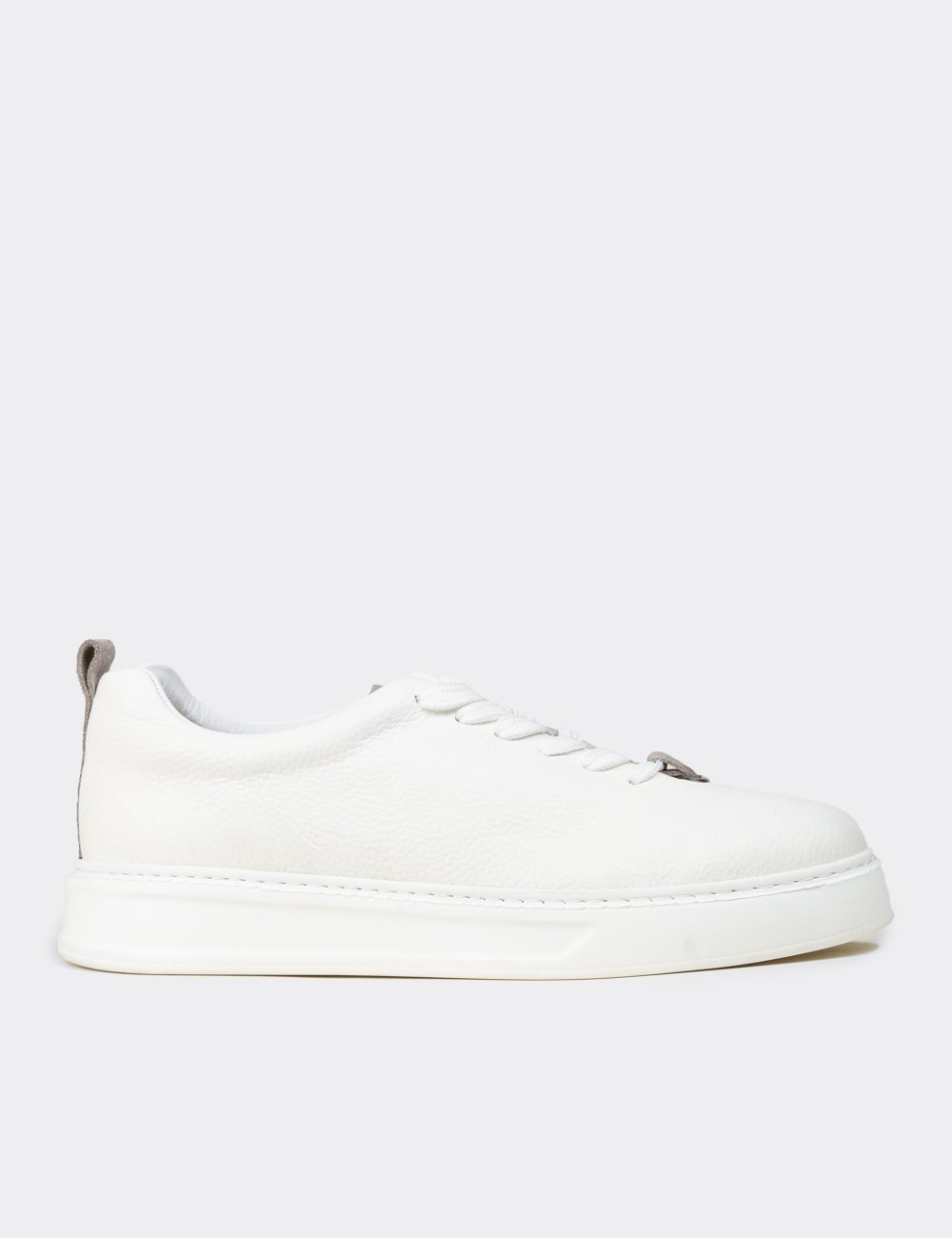 Men's White Leather Sneakers - 02010MBYZP01