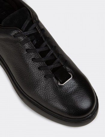 Men's Black Leather Sneakers