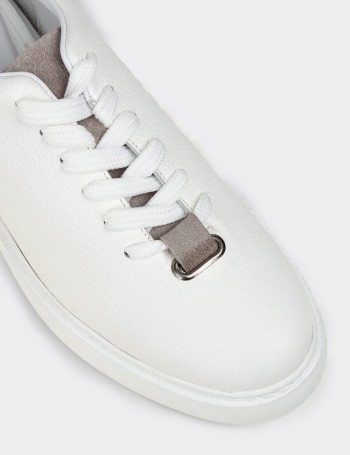 Men's White Leather Sneakers