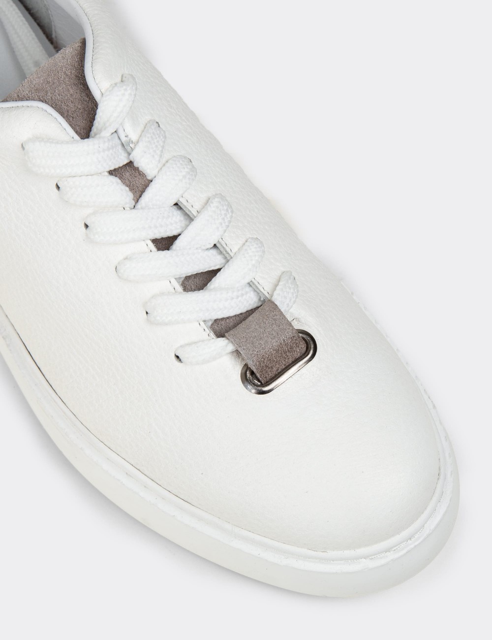 Men's White Leather Sneakers - 02010MBYZP01