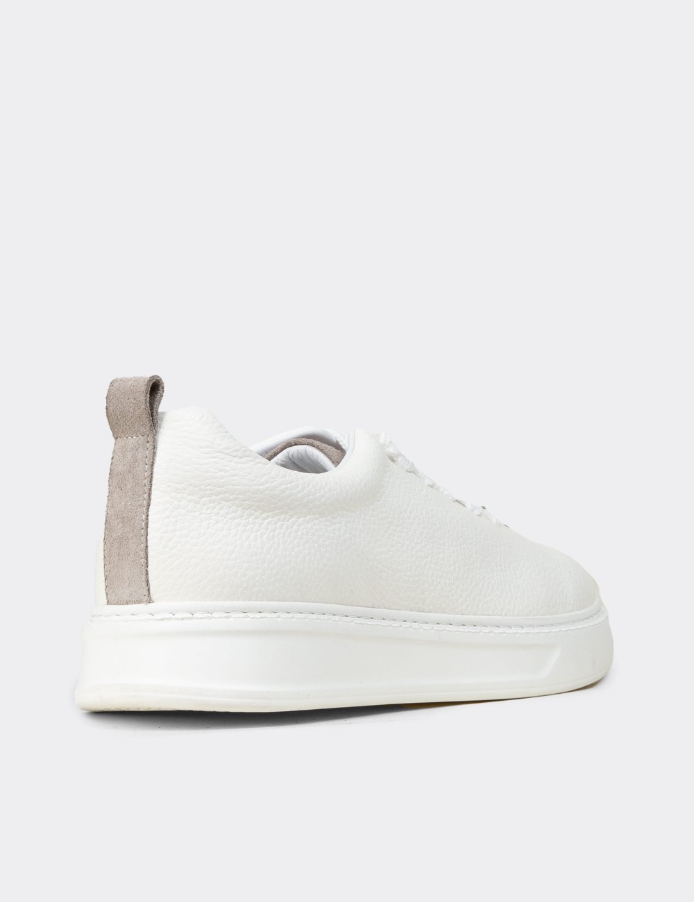 Men's White Leather Sneakers - 02010MBYZP01