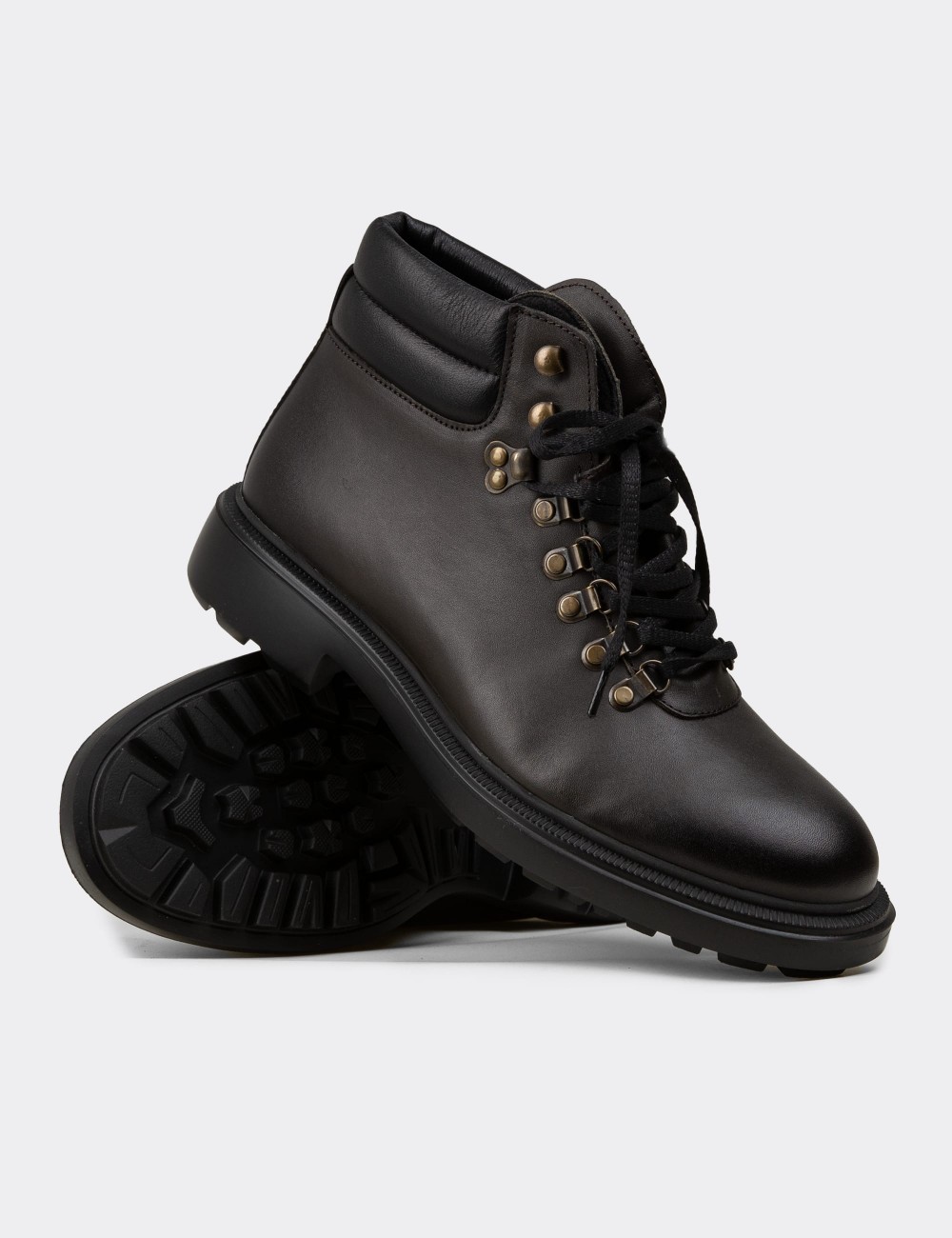 Men's Green Leather Boots - 01923MHAKE01