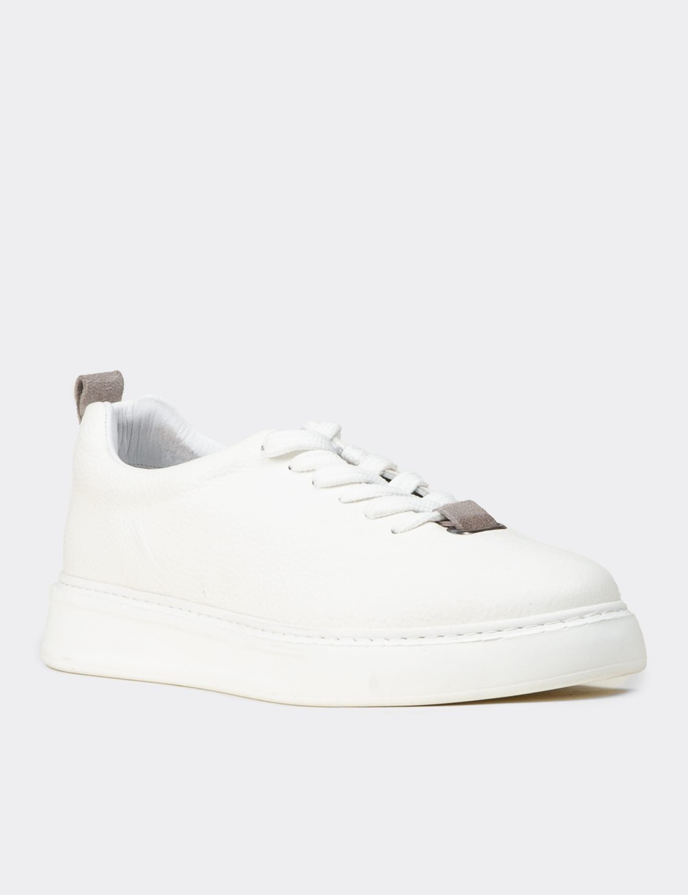 Men's White Leather Sneakers - 02010MBYZP01