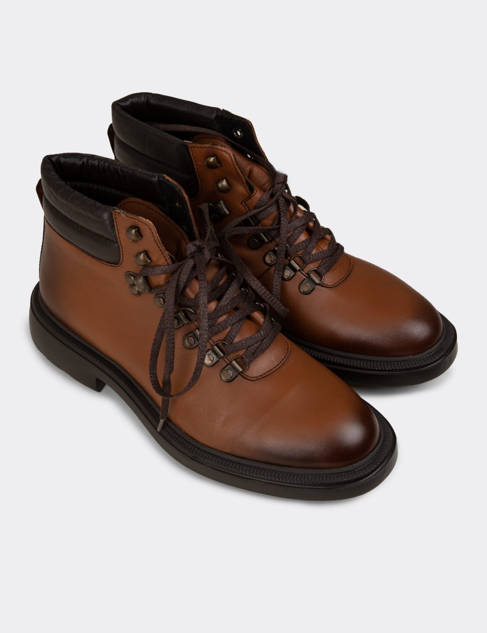 Men's Tan Leather Boots - 01923MTBAE01