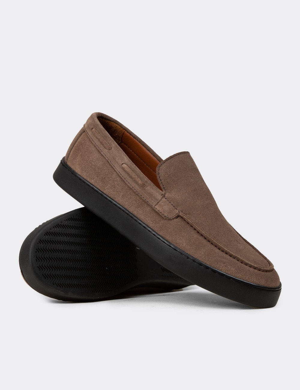 Men's Sandstone Suede Leather Loafers - 01993MVZNC01