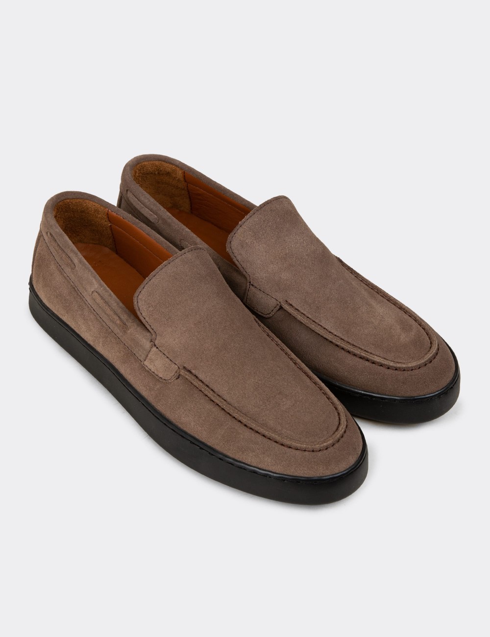 Men's Sandstone Suede Leather Loafers - 01993MVZNC01