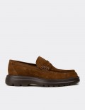 Men's Tan Suede Leather Slip-On Shoes