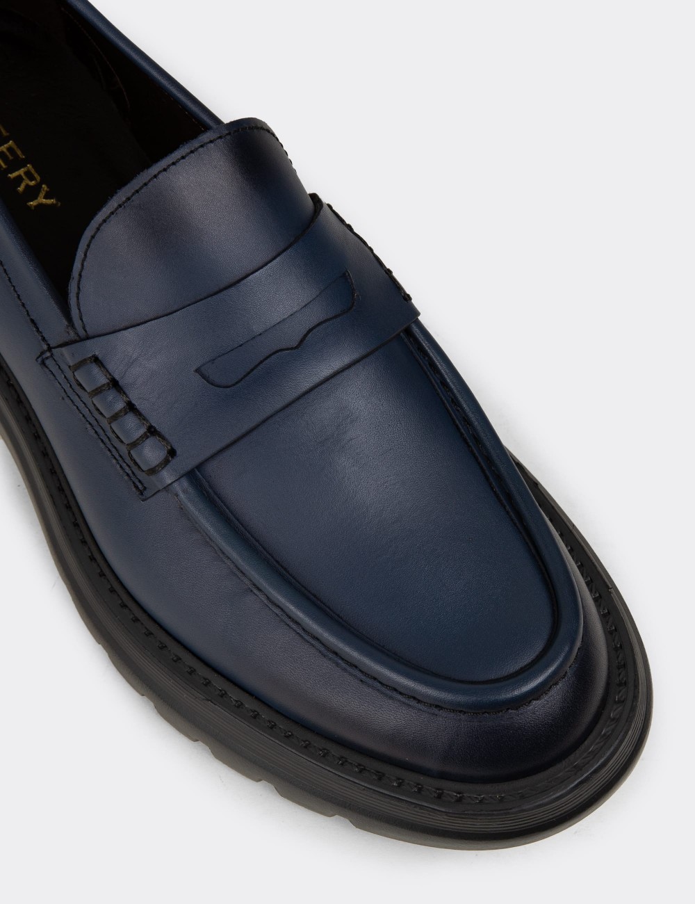 Men's Blue Leather Loafers - 02006MMVIE01