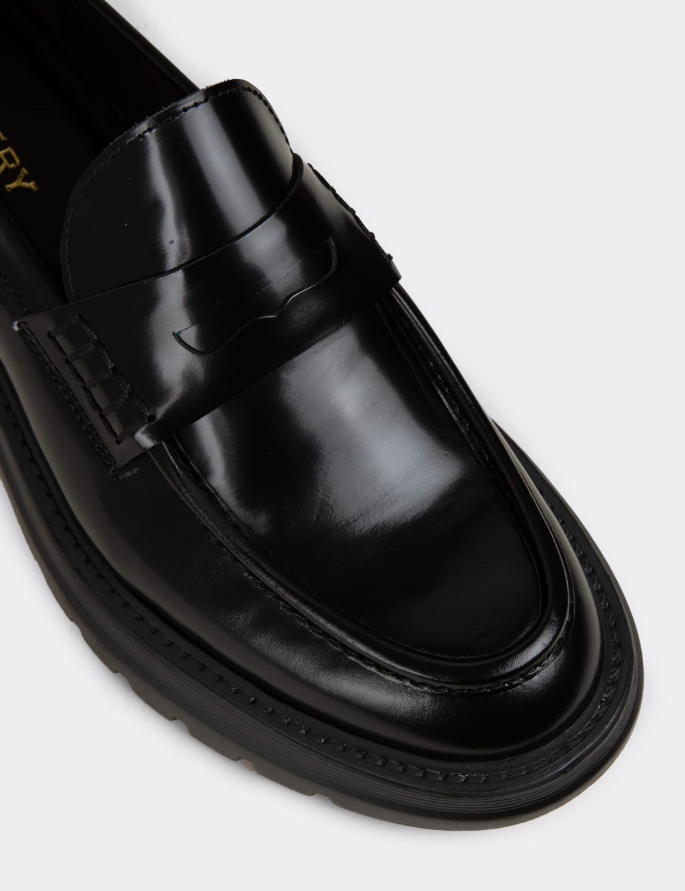 Men's Black Leather Laced Shoes - 02006MSYHE03