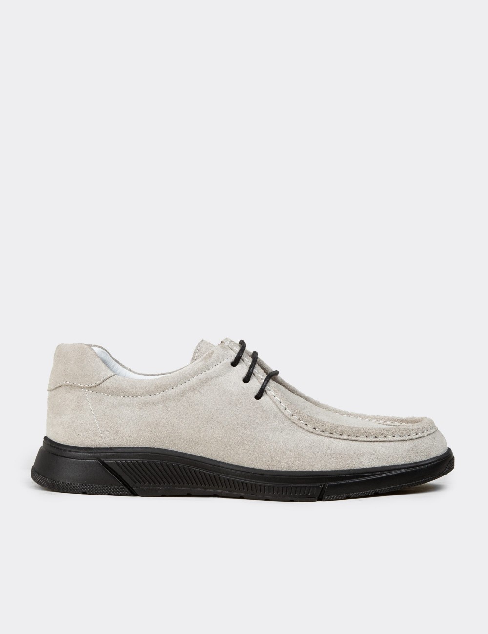 Men's Gray Suede Leather Lace-up Footwear - 02003MGRIE01