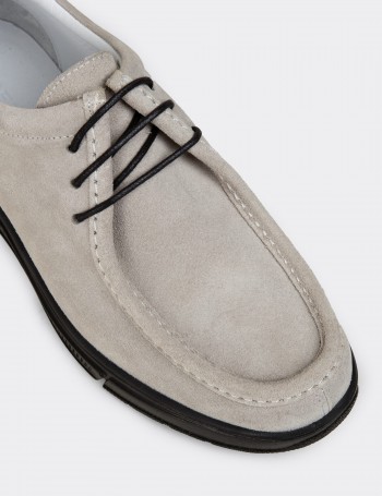 Men's Gray Suede Leather Lace-up Footwear