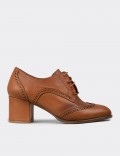 Women's Tan Leather Lace-up Shoes