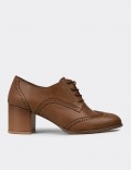 Women's Sandstone Leather Lace-up Shoes