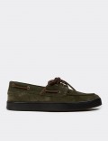 Men's Green Suede Leather Nautical Footwear