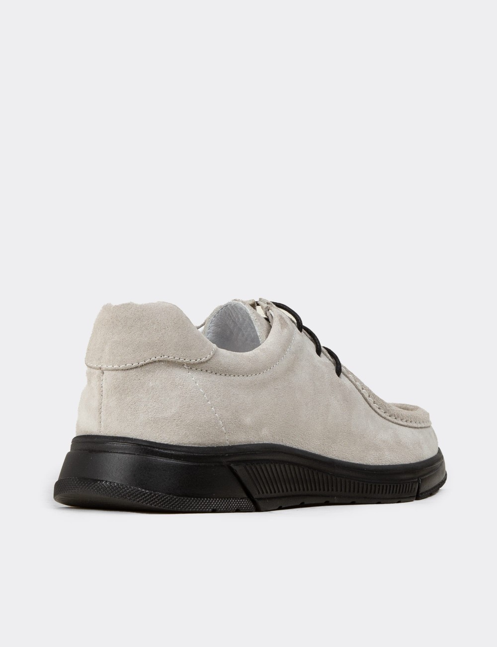 Men's Gray Suede Leather Lace-up Footwear - 02003MGRIE01