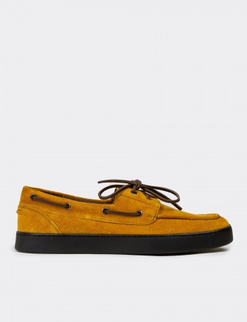 Men's Yellow Suede Leather Nautical Shoes